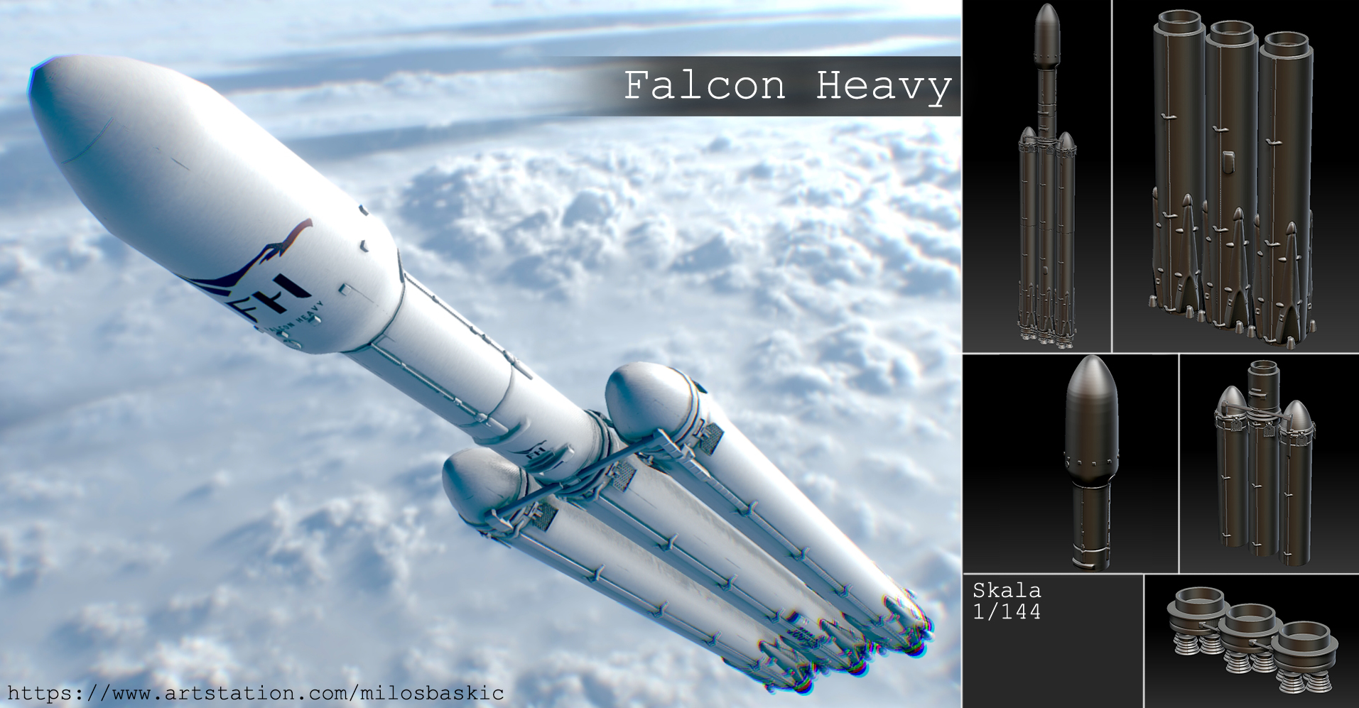 Falcon Heavy Rocket Model